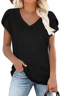 CATHY Womens Summer Tunics V Neck Loose Short Sleeve Tee - Lightweight