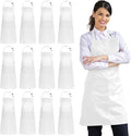 Syntus 12 Pack Bib Apron White - Waterdrop Resistant Bulk Aprons