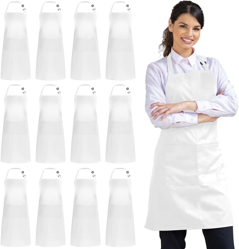 Syntus 12 Pack Bib Apron Set for Cooking and BBQ Activities