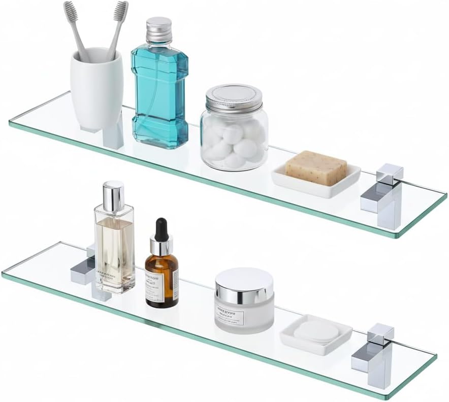 KES Glass Shelf for Bathroom - 24 Inch Tempered Glass Shelf