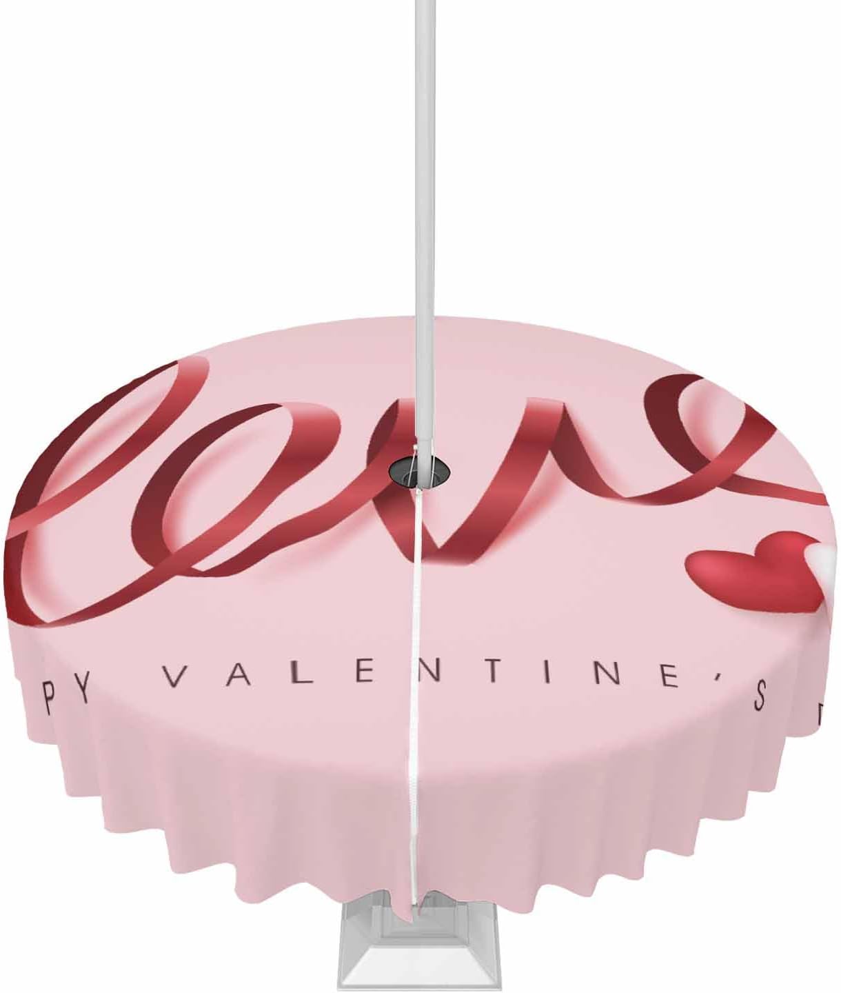 Valentine's Day Waterproof Tablecloth - 60 Round with Umbrella Hole