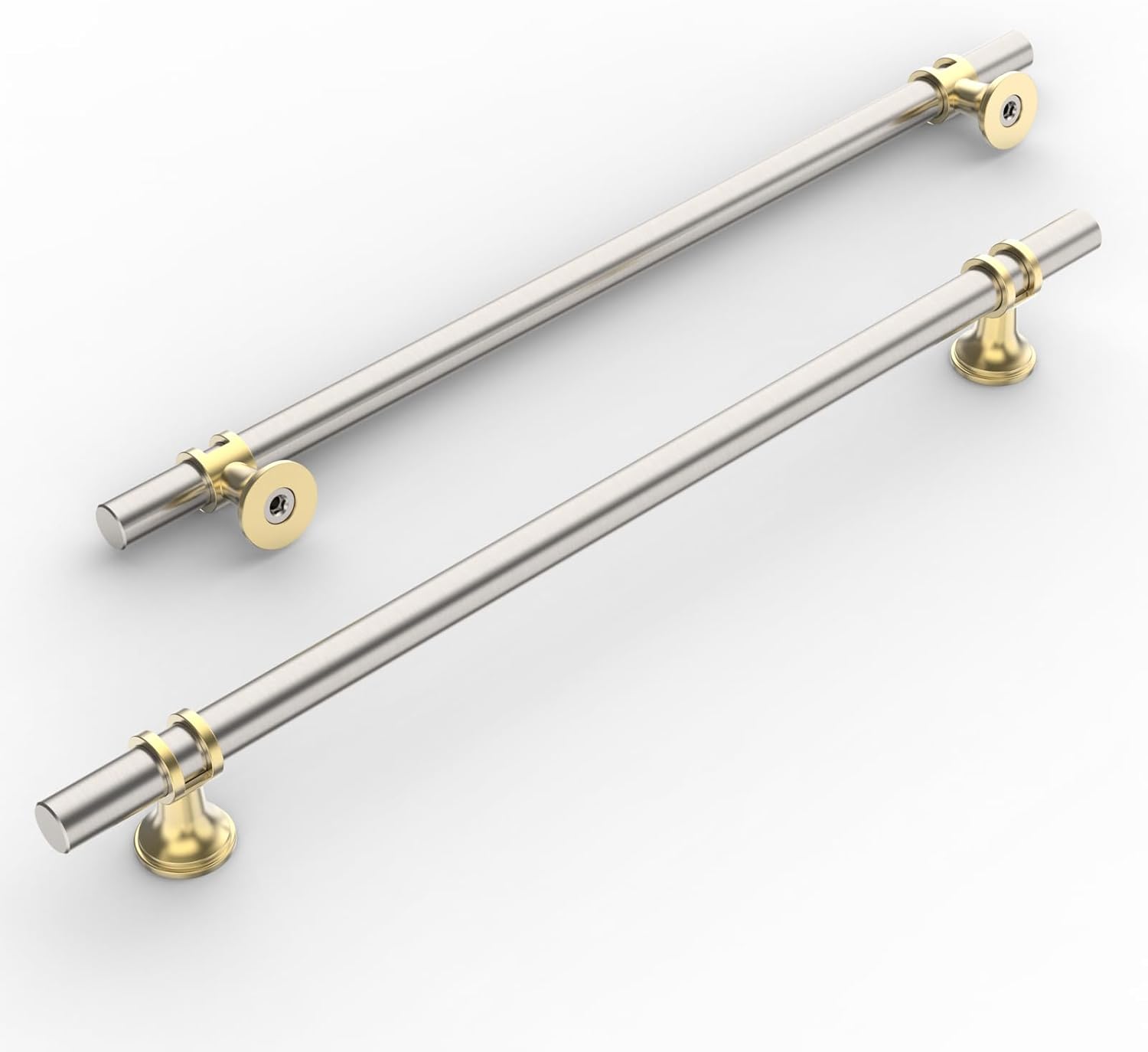 Amerdeco 10 Pack Brushed Satin Nickel and Gold Cabinet Pulls