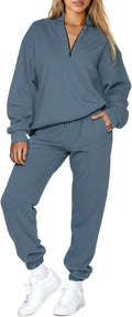 Women 2 Piece Oversized Half Zip Sweatsuit Set - Cozy Everyday