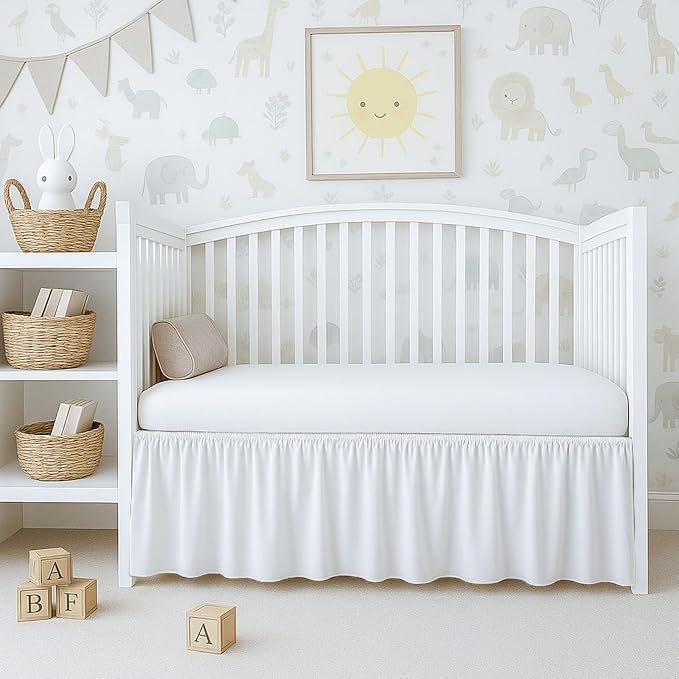 100% Egyptian Cotton Crib Skirt Dust Ruffle for Nursery Beds