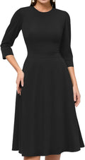 Simple Flavor Women's Floral Vintage Midi Dress - 3/4 Sleeves Elegant