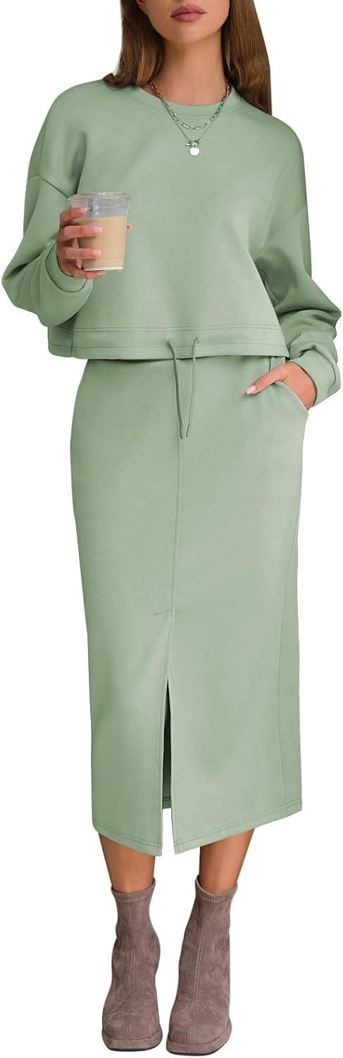 EXLURA Womens 2 Piece Skirts Set for Fall Travel Outfits 2025