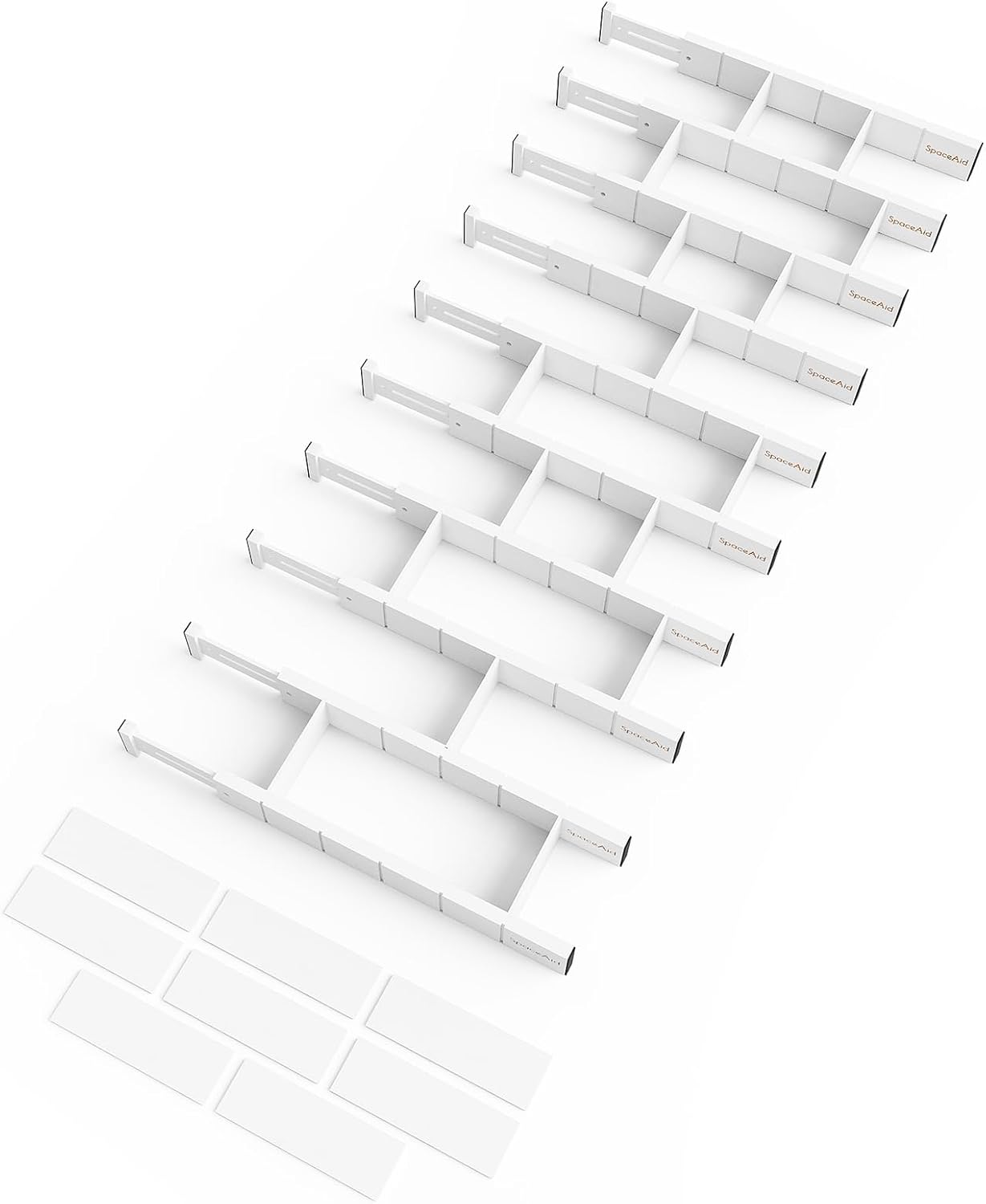 SpaceAid Bamboo Drawer Dividers for Adjustable Kitchen Organization