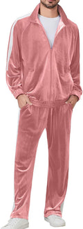 Mens Tracksuit Velour Sweatsuit 2 Piece Full Zip Jogging Suit - Casual