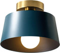 Ceiling Light Fixture Blue Shade with Gold Plate - Modern Semi Flush