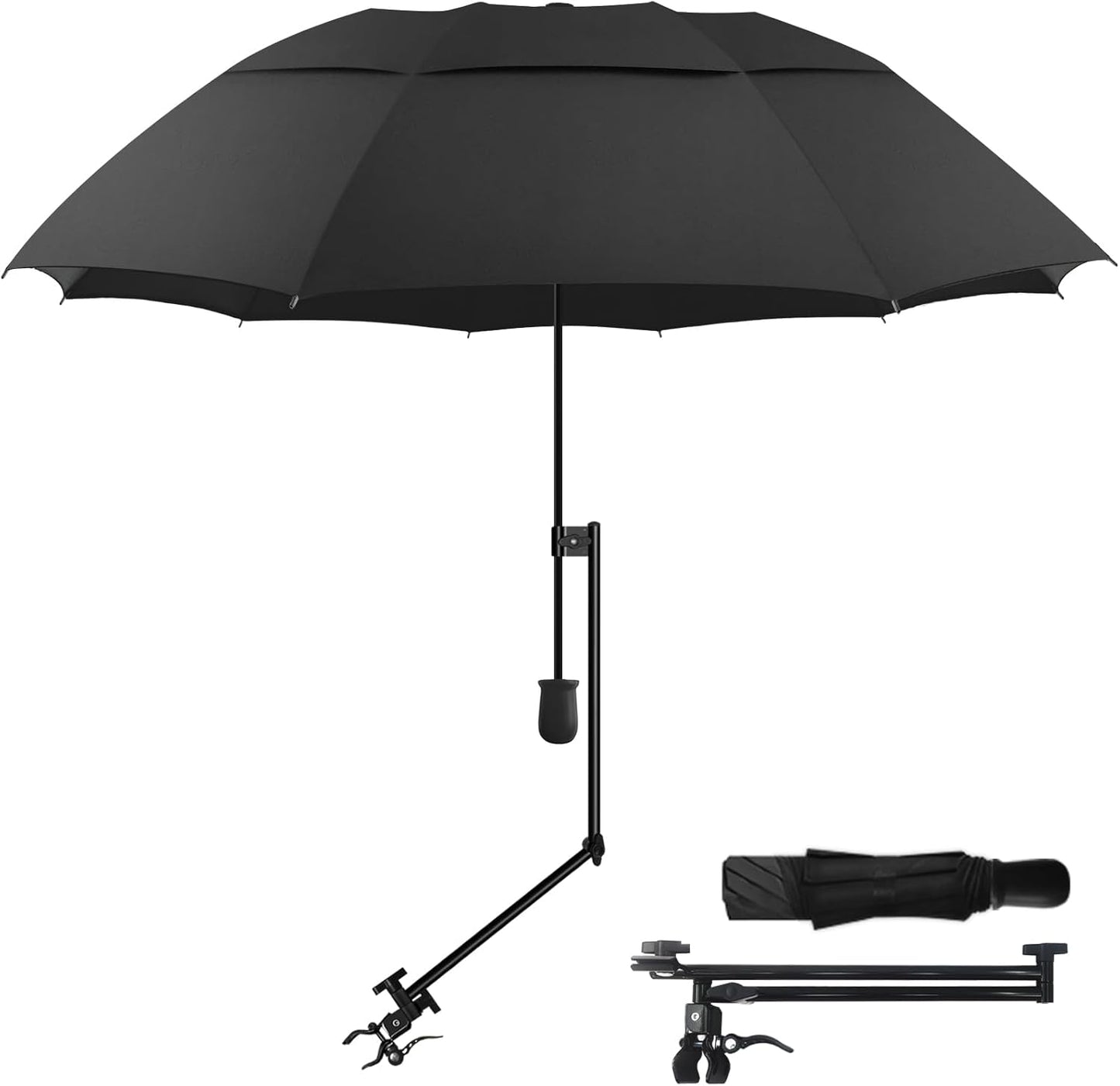 UPF 50+ Golf Umbrella with Adjustable Clamp for All Activities