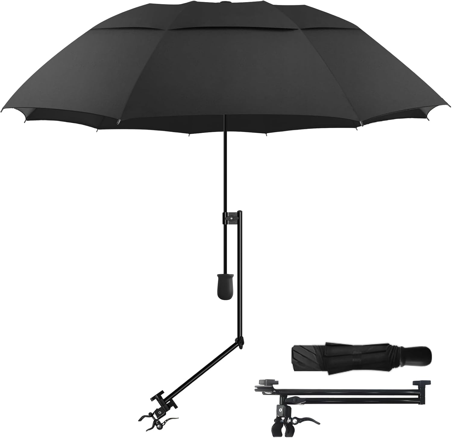 UPF 50+ Golf Umbrella with Adjustable Clamp for All Activities
