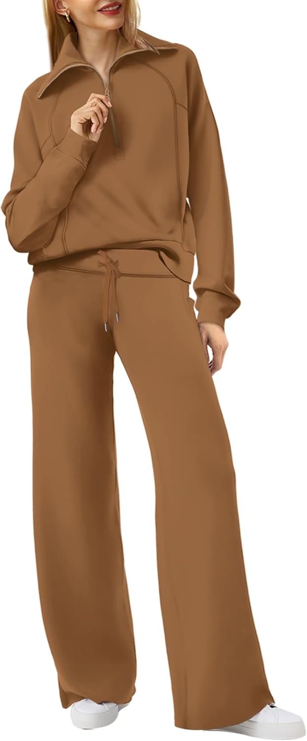XIEERDUO Lounge Sets For Women: Chic Half Zip Sweatshirt & Pants