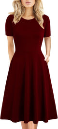 Women's Elegant Knee Length Vintage 50s A-Line Dress (Style SZTG)