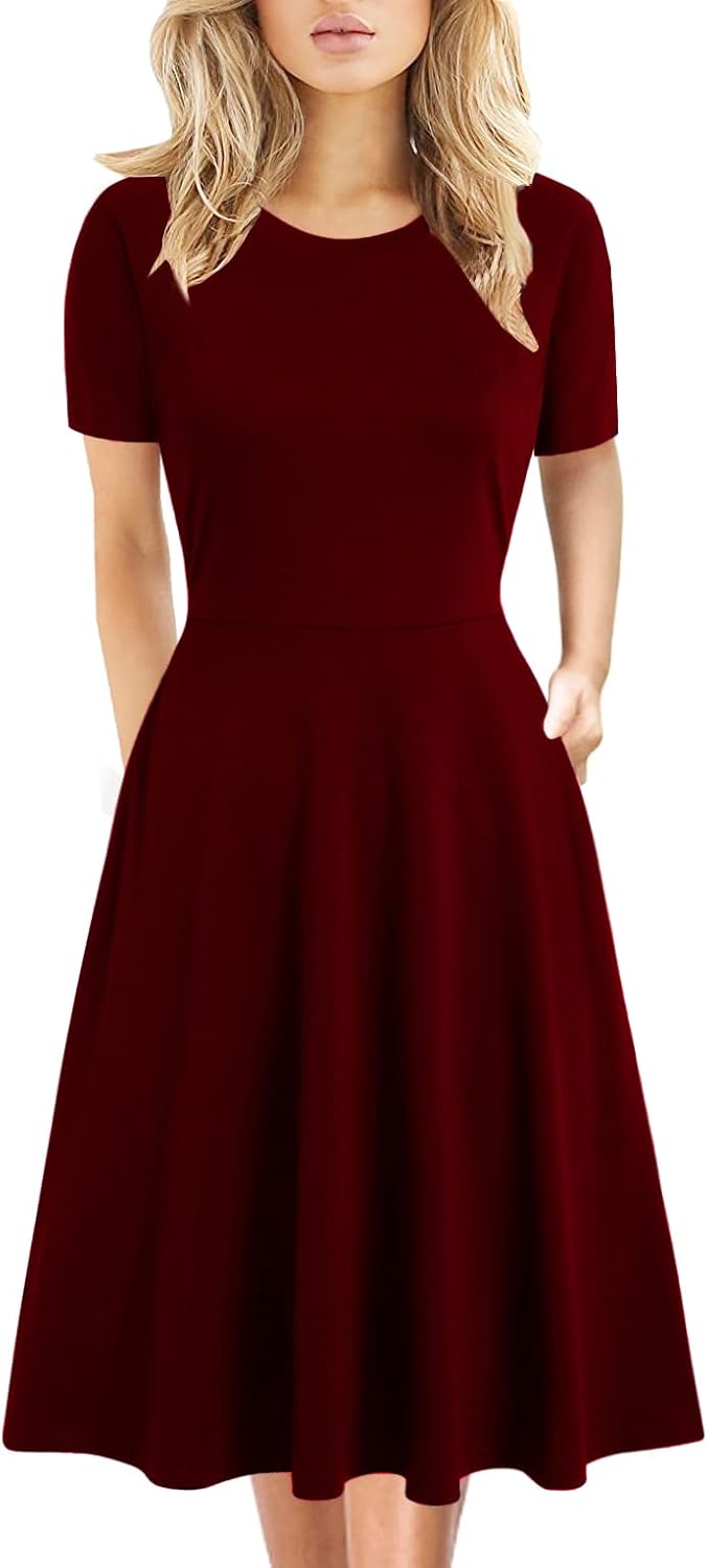 Women's Elegant Knee Length Floral Print A-Line Swing Dress