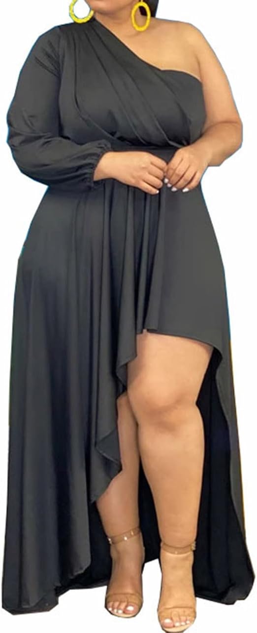 Ekaliy Women's Plus Size One Shoulder Dress for Elegant Events