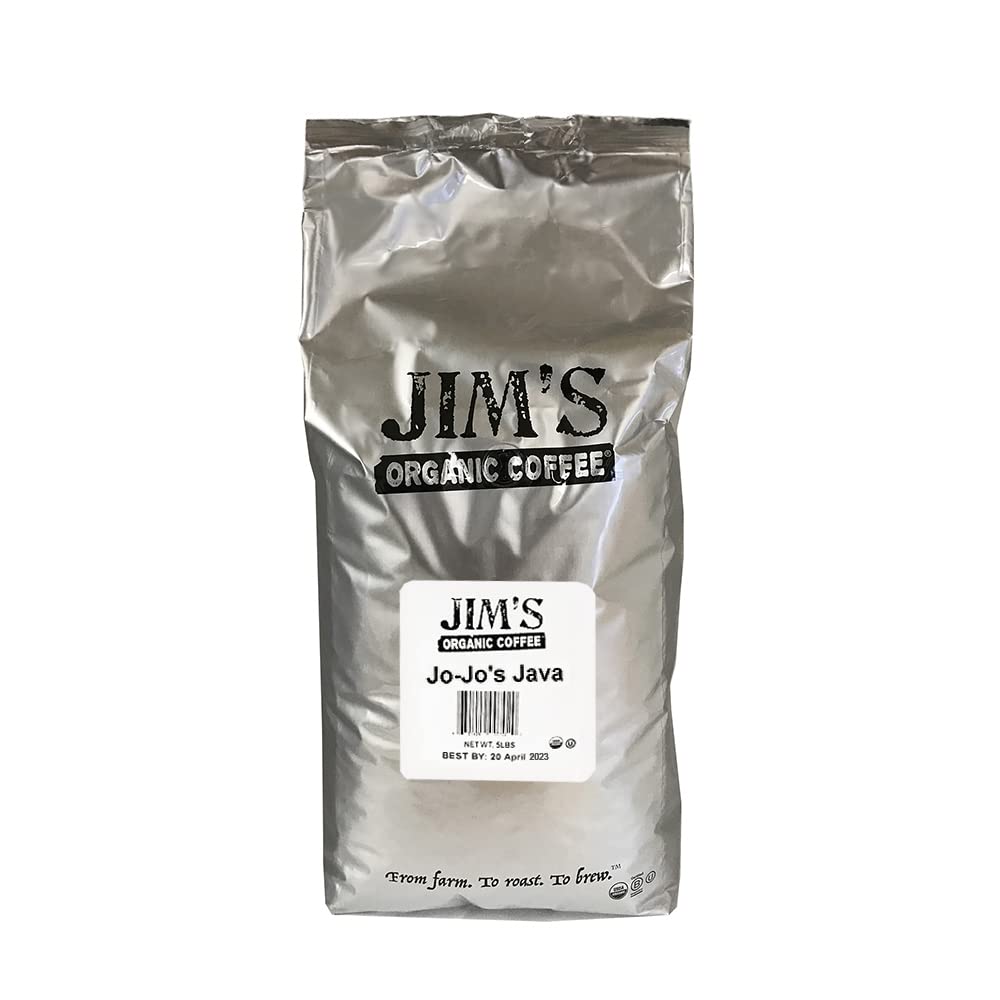 Jims Organic Coffee Jo-Jos Java Blend Whole Bean 5 lb Bulk Bag