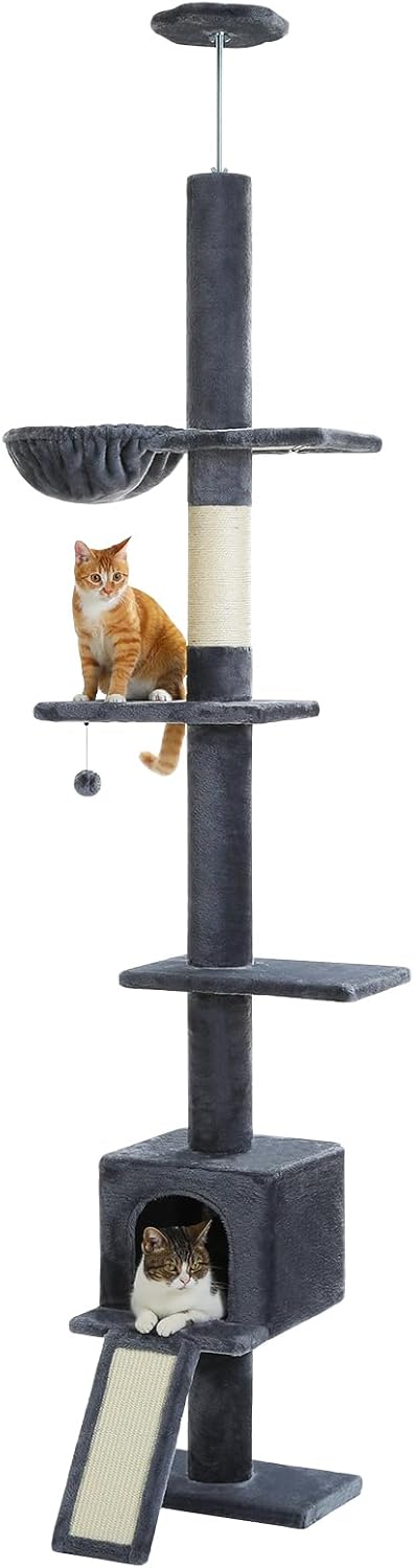 PEQULTI Floor to Ceiling Cat Tree with Adjustable Height and Levels