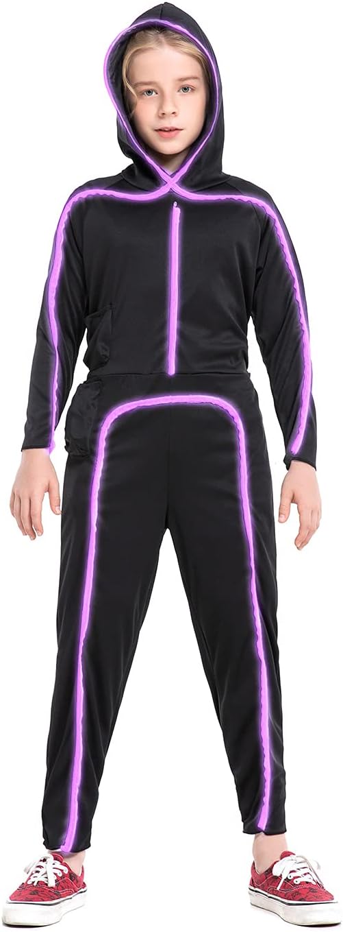 HSCTEK Light Up Child Stick Figure Costume for Fun Nights
