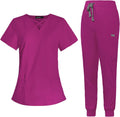 VIAOLI Scrubs for Women Set Modern V-Neck Top & 8 Pocket (Style YG3N)