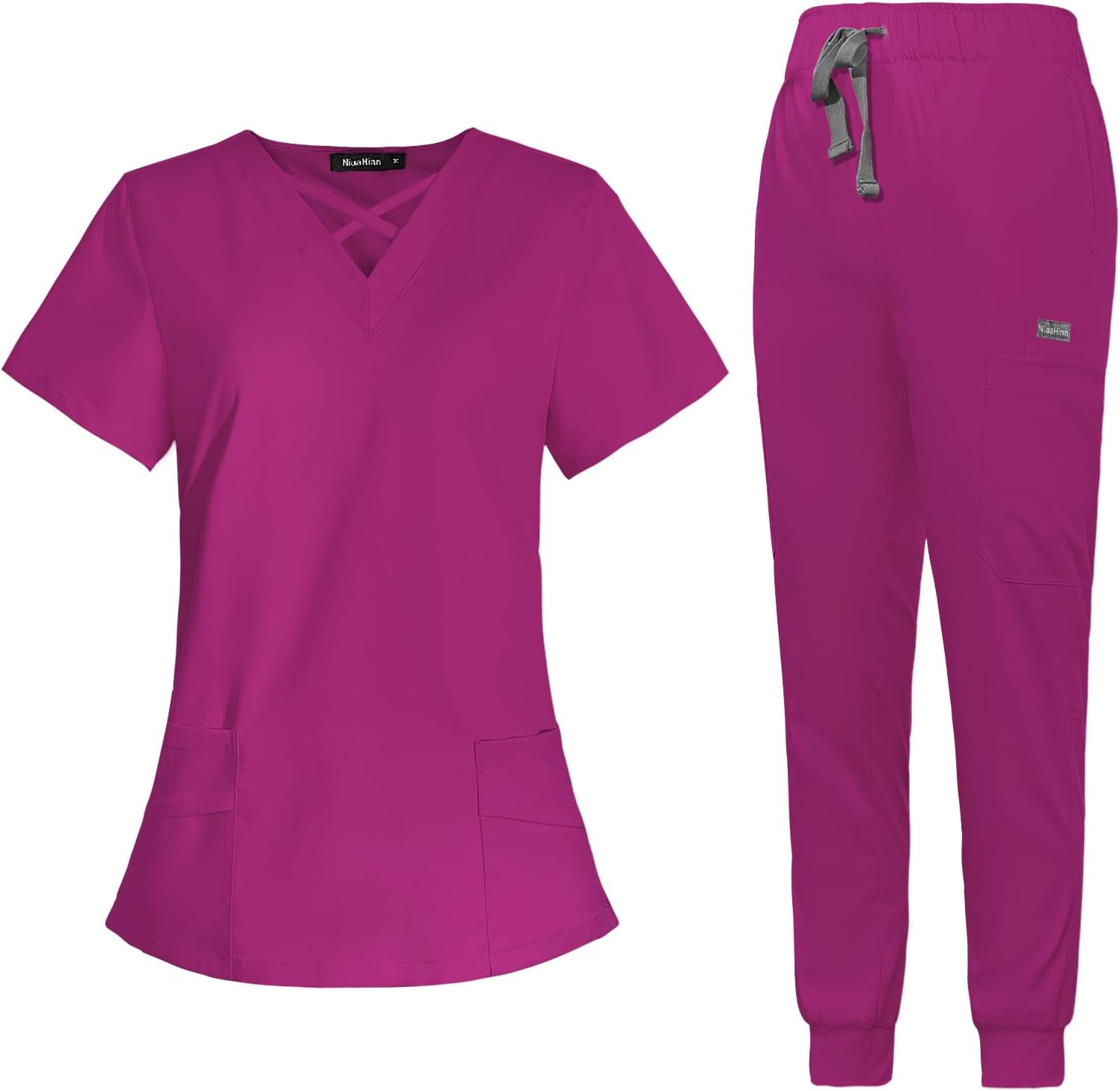 VIAOLI Scrubs for Women Set with V-Neck Top & Jogger Pants