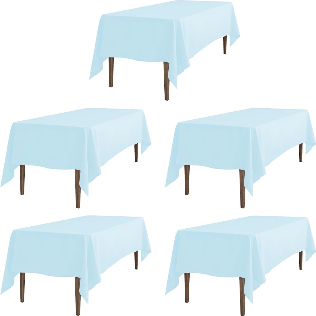 Baby Blue Rectangular Tablecloths for 6 or 8 Feet Tables