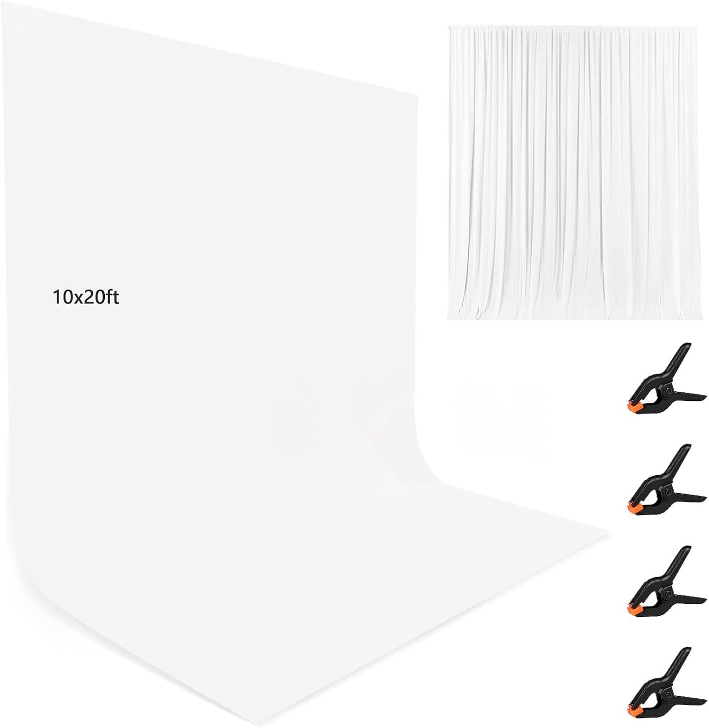 LCUIRC 10X20ft White Backdrop Set with Clamps: Perfect for Pro Photos!