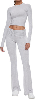 Women's Modal 2-Piece Lounge Set - Flare Pants and Cropped Top