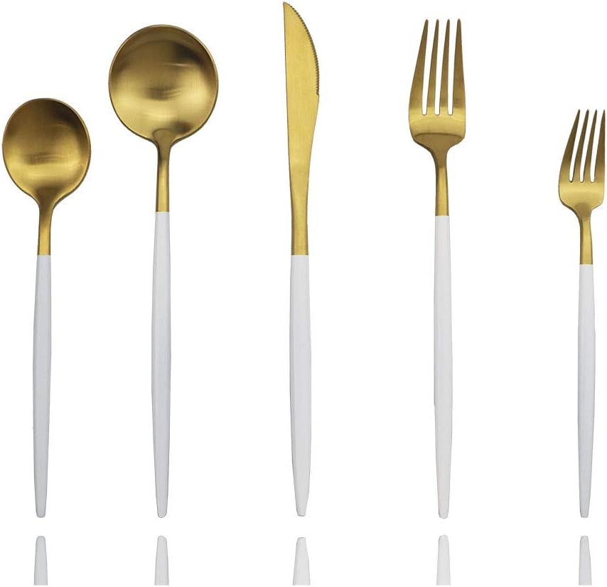 Luxury White Gold Flatware Set for Elegant Dining Experience