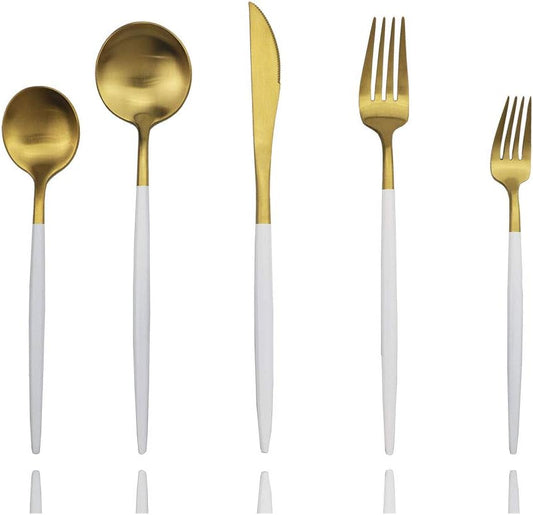 Luxury White Gold Flatware Set for Elegant Dining Experience