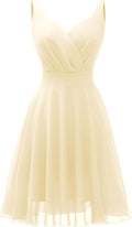 Chiffon Sundress for Women V-Neck Spaghetti Strap Knee-Length