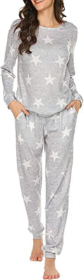 Ekouaer Womens Jogger Pajama Sets Long Sleeve Sleepwear - Cozy, Non