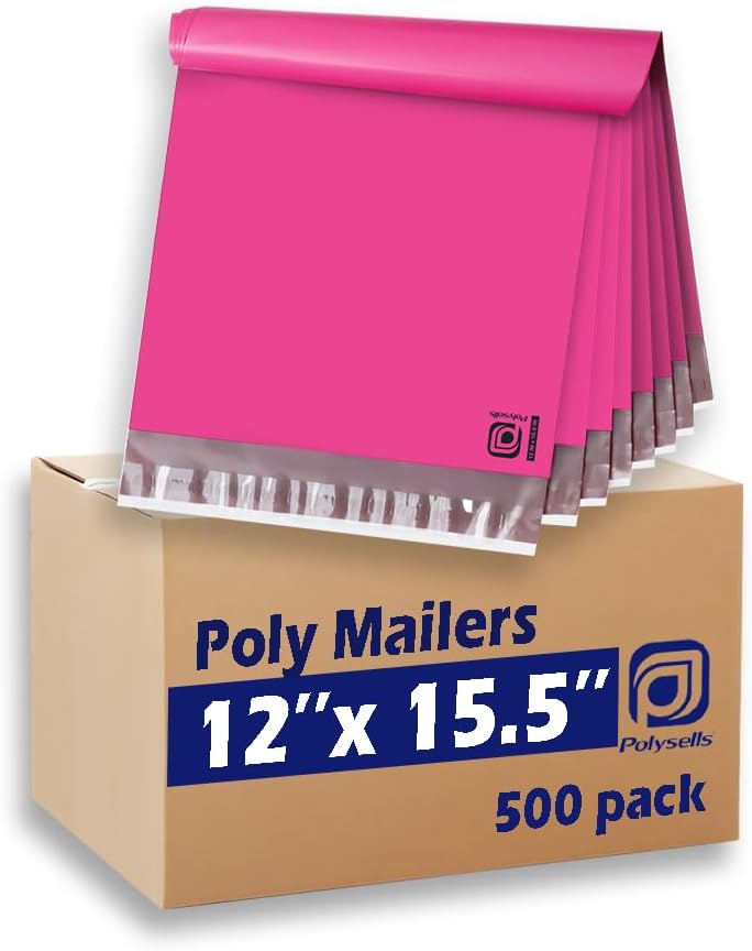 POLYSELLS 500 pcs Pink Poly Mailers for Secure Shipping Needs