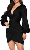 DeftSharp Womens Sexy Ruched Bodycon Zipper Dress for Parties