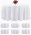 6 Pack White Round Tablecloths 120 in Table Cloth - Stain & Wrinkle