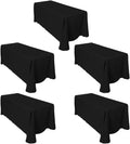LTC LINENS 5-Pack Black Rectangular Tablecloths 90 in x 132 in