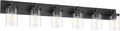 48in Vanity Light Black 6-Light Bathroom Fixture - Clear Glass Shades