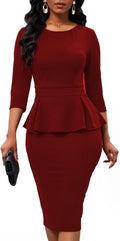 Women's Bodycon Pencil Dress Church Teacher Office Modest Business Fit
