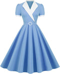 Women 1950s Retro Polka Dot Audrey Swing Dress - Flattering A-Line