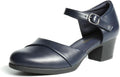 Women's Mary Janes Low Block Heels - Comfortable Support for Work