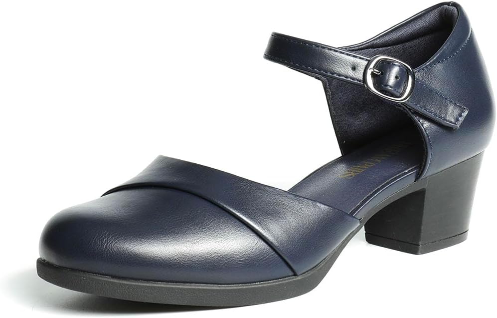 DREAM PAIRS Women's Comfortable Low Block Heels Mary Janes