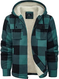 SCODI Men's Flannel Shirt Jacket Fleece Lined Plaid Coat - Warm Winter