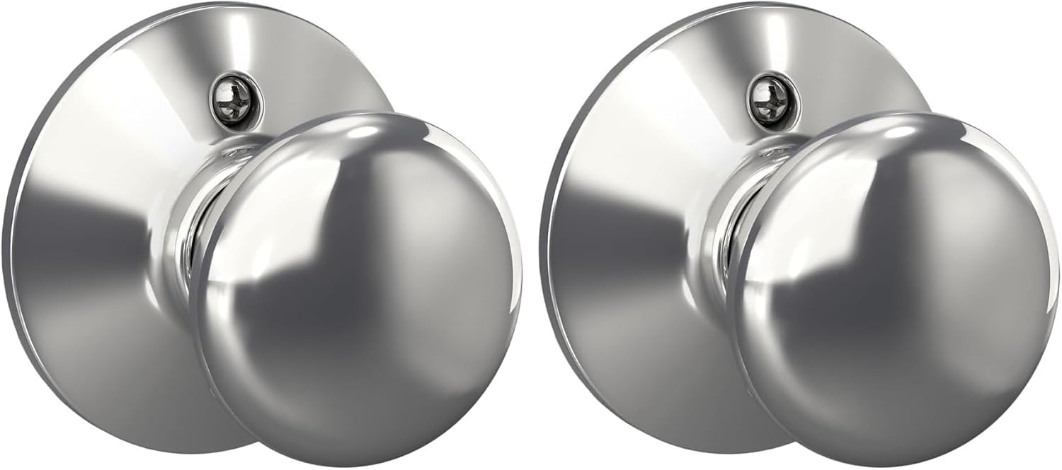 SCHLAGE Plymouth Knob Non-Turning Lock in Bright Chrome Finish