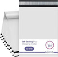 White Large Poly Mailers 12x15.5 in - Strong Self-Seal Mailer Bags