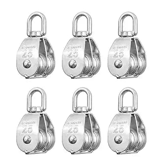 CREATIEE-PRO 6Pcs M25 Stainless Steel Wire Rope Pulley Block