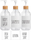 Shampoo and Conditioner Dispenser Set of 3 - Clear Refillable Pump