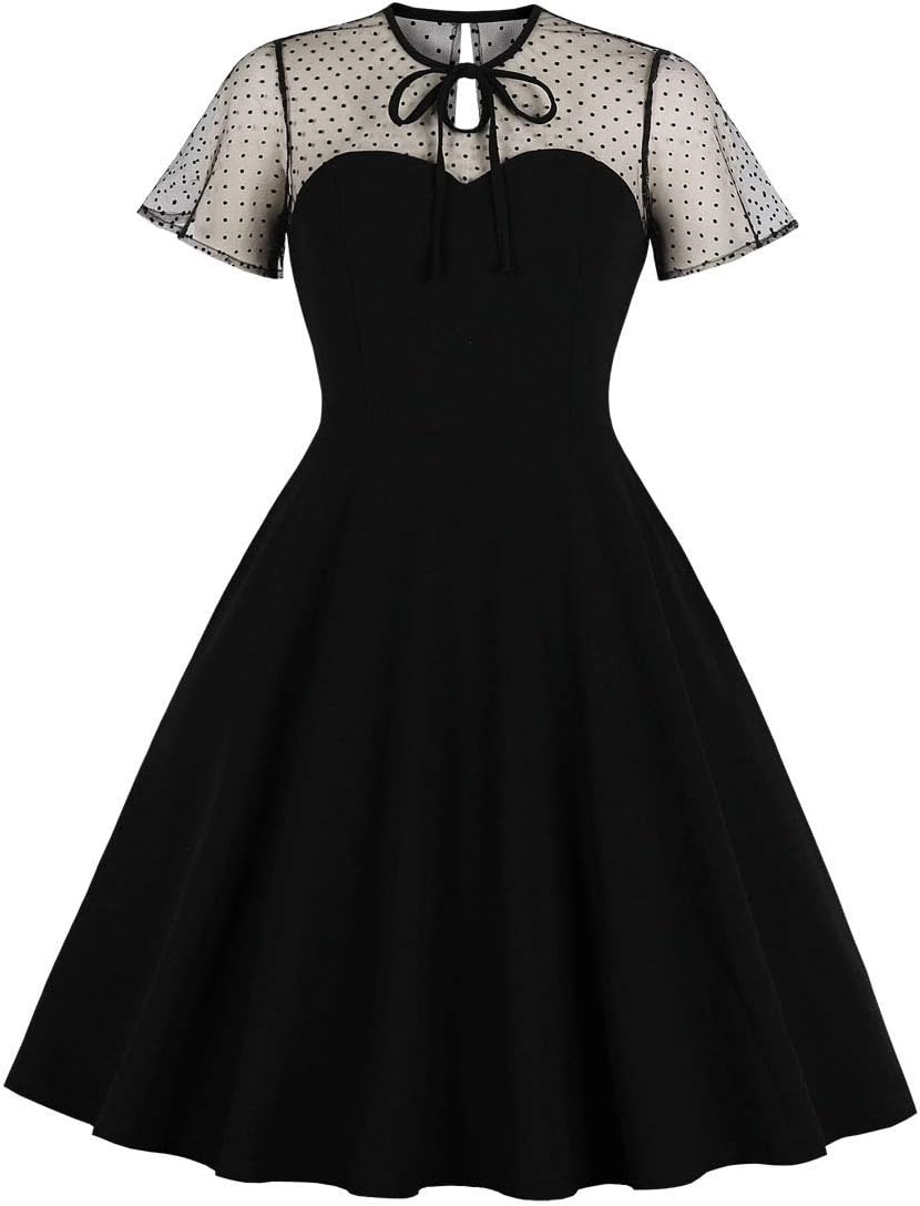 Women's Vintage Polka Dot 1950s Retro Rockabilly Prom Dress