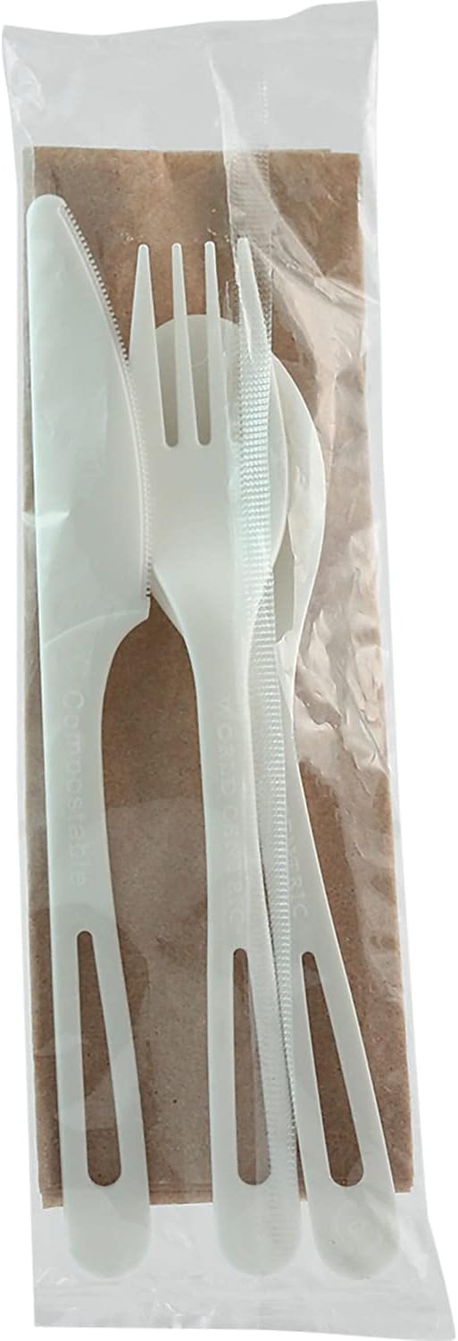 Compostable Cutlery with Napkin 6in - Eco-Friendly Dining Option