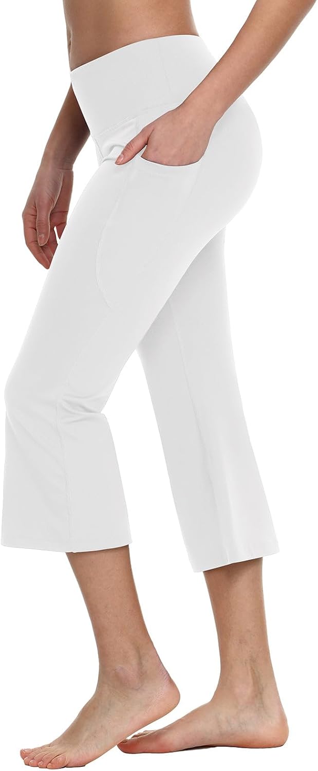 Baleaf Women Flare Capri Leggings with Pockets for Yoga