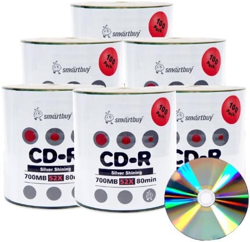 Smartbuy 600-disc 700mb 80min 52x CD-R Shiny Silver Top Media