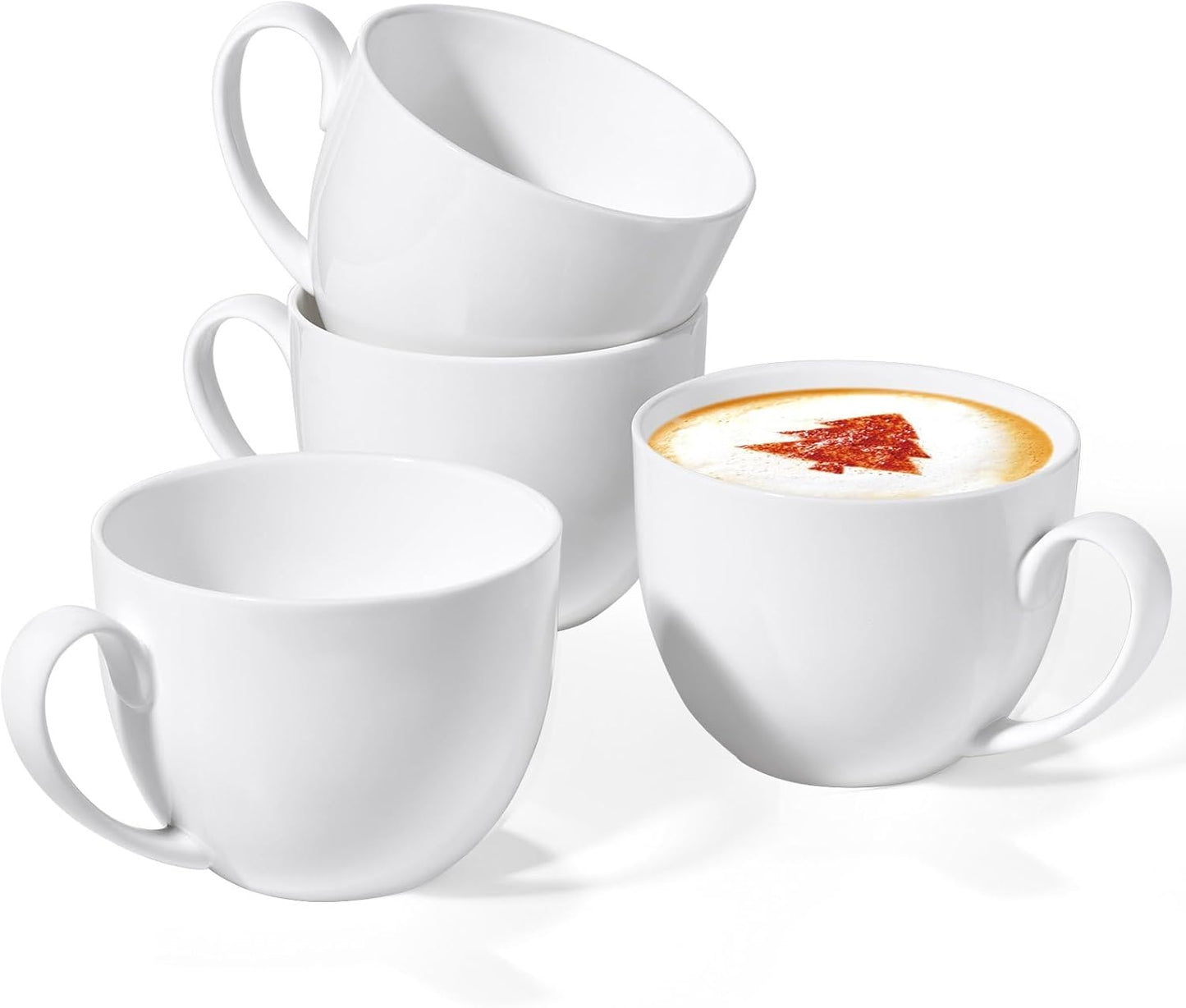 Chulan 22 oz Extra Large Bone China Cereal Mug Set of 4